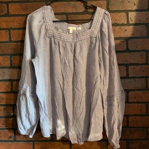 Lauren Conrad white & lavender blouse